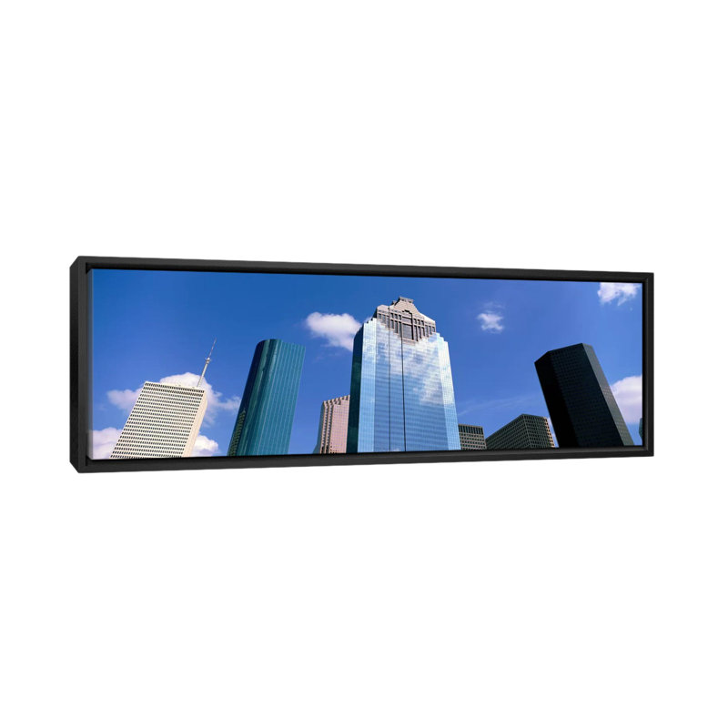 « centre-ville houston, texas », reproduction de photo sur toile, H 24 po x l 72 po x P 1,5 po, Toile avec cadre noir