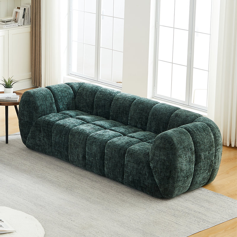 Canapé en chenille avec coussin moelleux, Vert