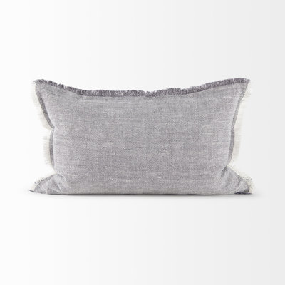 Housse de coussin lombaire à franges gris clair