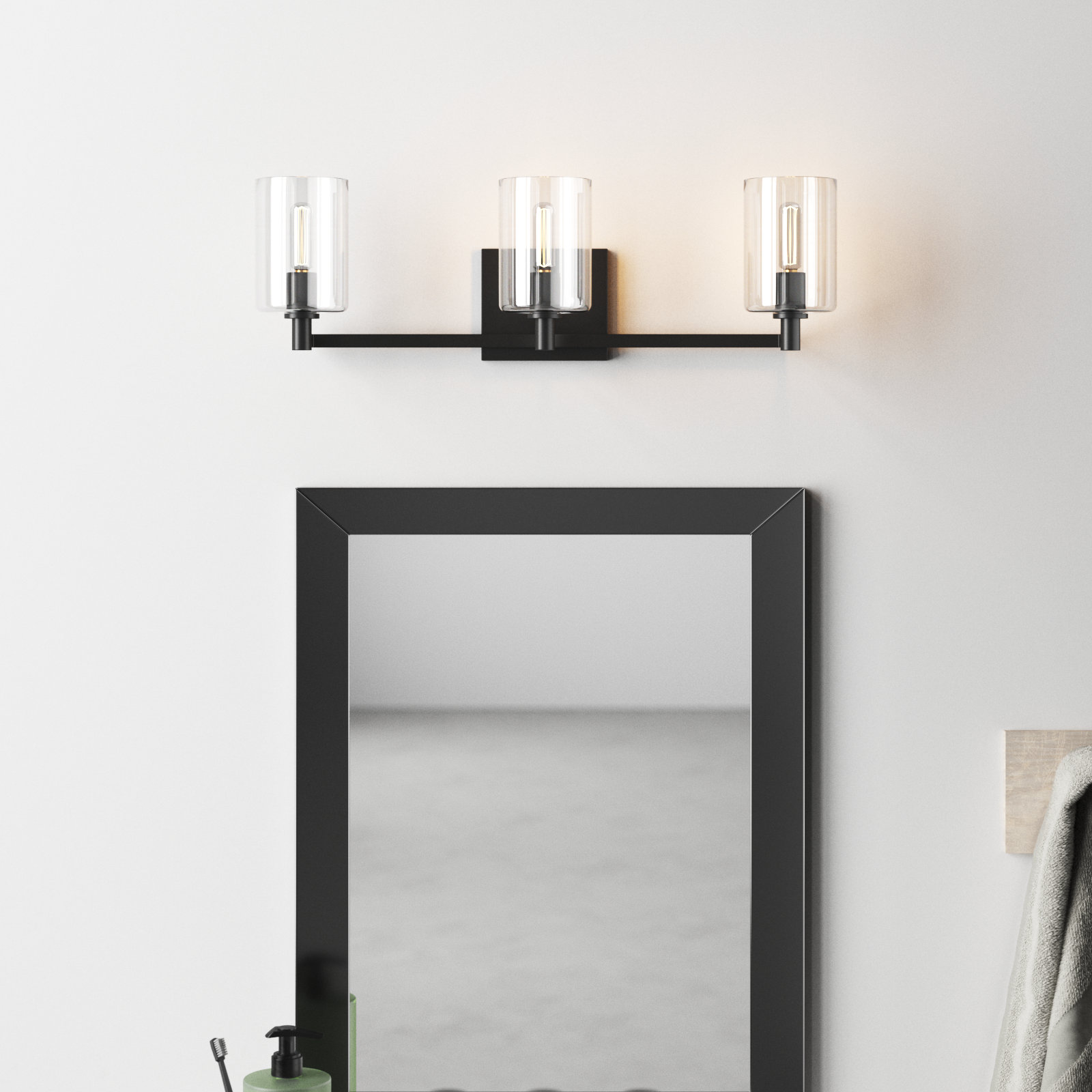 Signe 3 Light Dimmable Vanity Light, Midnight Black
