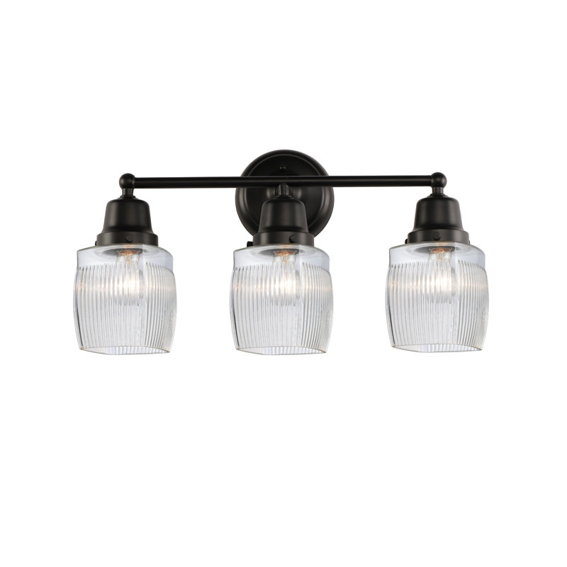 Éclairage pour salle de bain 3 lumières Mireya, Nickel satiné brossé, Halophane transparent, Incandescent