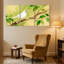 Oiseaux oiseaux blancs sur une branche avec feuilles vertes, ensemble de 3 impressions sur toile-68375082