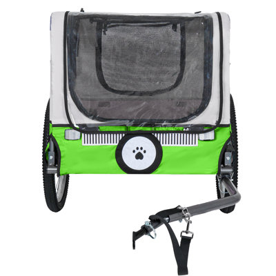Large Folding Bike Trailer for Dogs - 20×2 1/8 Inches Wheels, Heavy-Duty Steel Frame, Spacious Design, All-Terrain Cycling, Jogging & Camping Adventure, Green