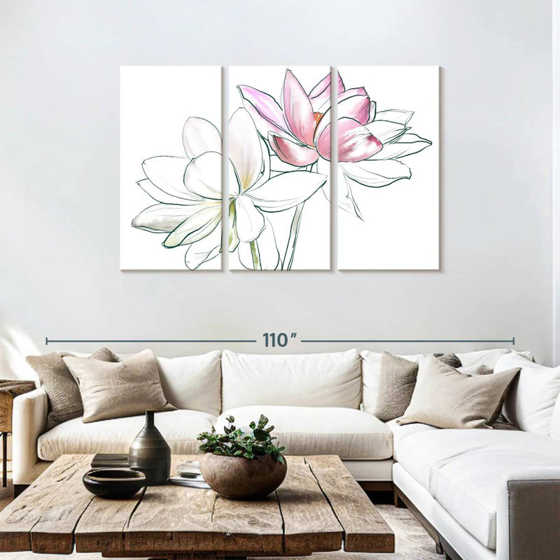 Duo de fleurs de lotus Harnek, H 48 po x l 74 po