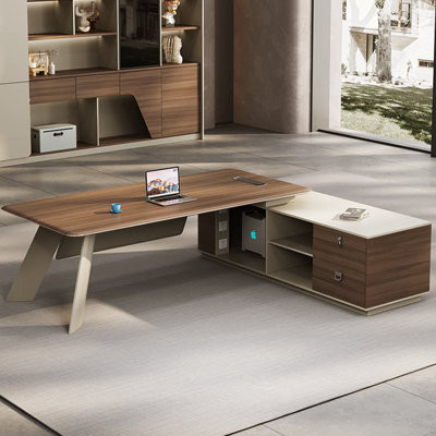 Bureau de direction en L 78,74 po de style chinois