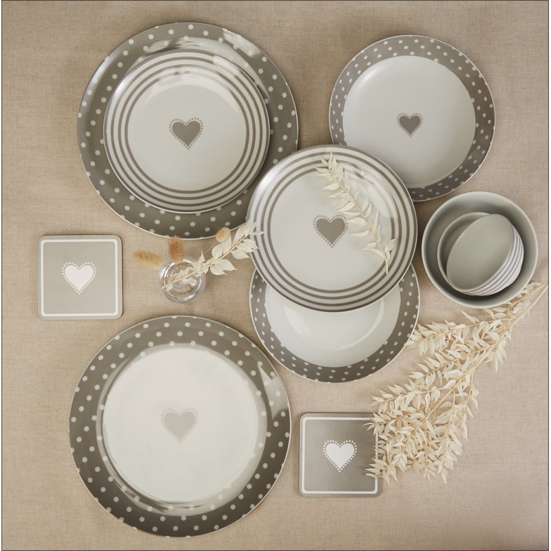 Waterside 80pc Grey Heart Porcelain & Cutlery Combo Dinner Set