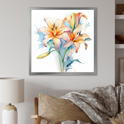 Aquarelle élégante lis pureté II sur toile