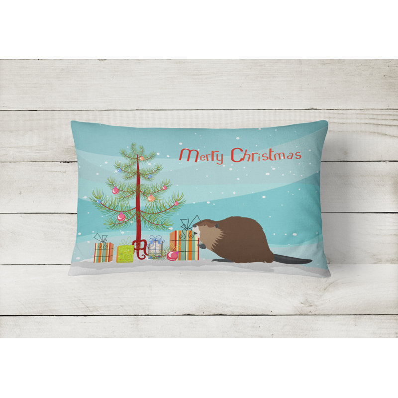  Coussin décoratif intérieur / extérieur Eurasian Beaver Christmas