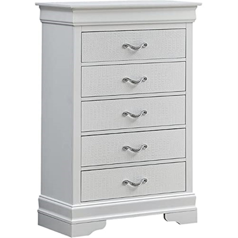 Eduardo 5 Drawer Chest, Pearl White