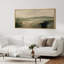 Toile encadrée paysage Hazy Hillside - terrain minimaliste en vert et beige-115165141-115165139