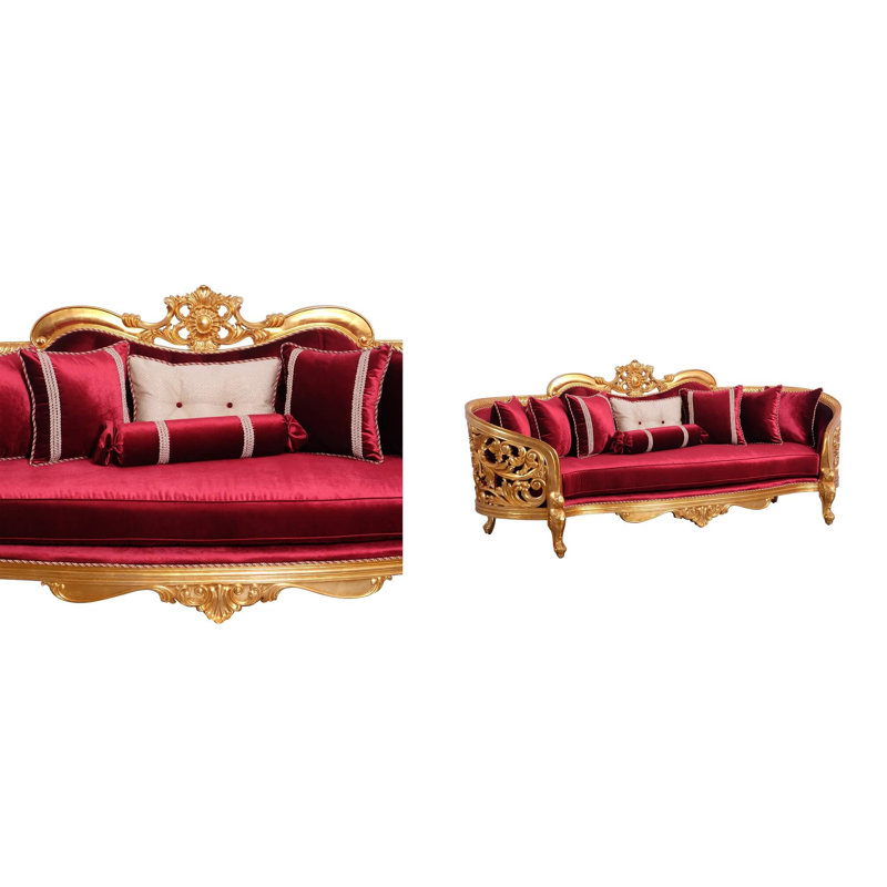 Velvet Sofa, Red Burgundy Velvet