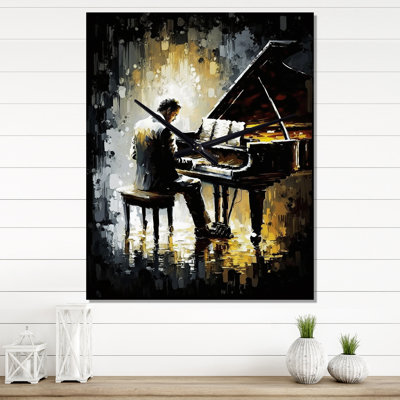 Homme jouant du piano II - Très grandes horloges murales