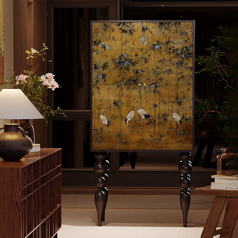 Multi-functional wooden high-legged accent cabinet