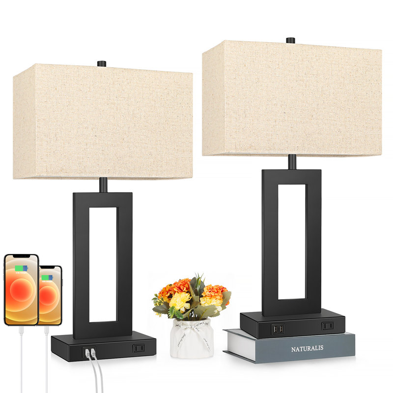 Draiven Metal USB Table Lamp, Beige