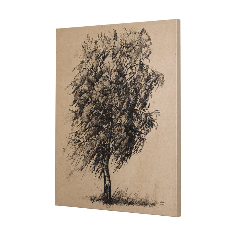 Arbre dessiné à la main sur toile texturée II, H 36 po x l 27 po x P 1,5 po