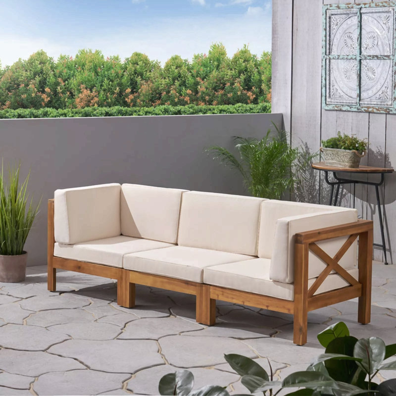 X-Back 3 Seater Outdoor Sectional Sofa Set, Beige