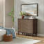 Commode 4 tiroirs, design antique, finition brossée, pieds en bois massif pour la chambre à coucher - brun foncé-130480593