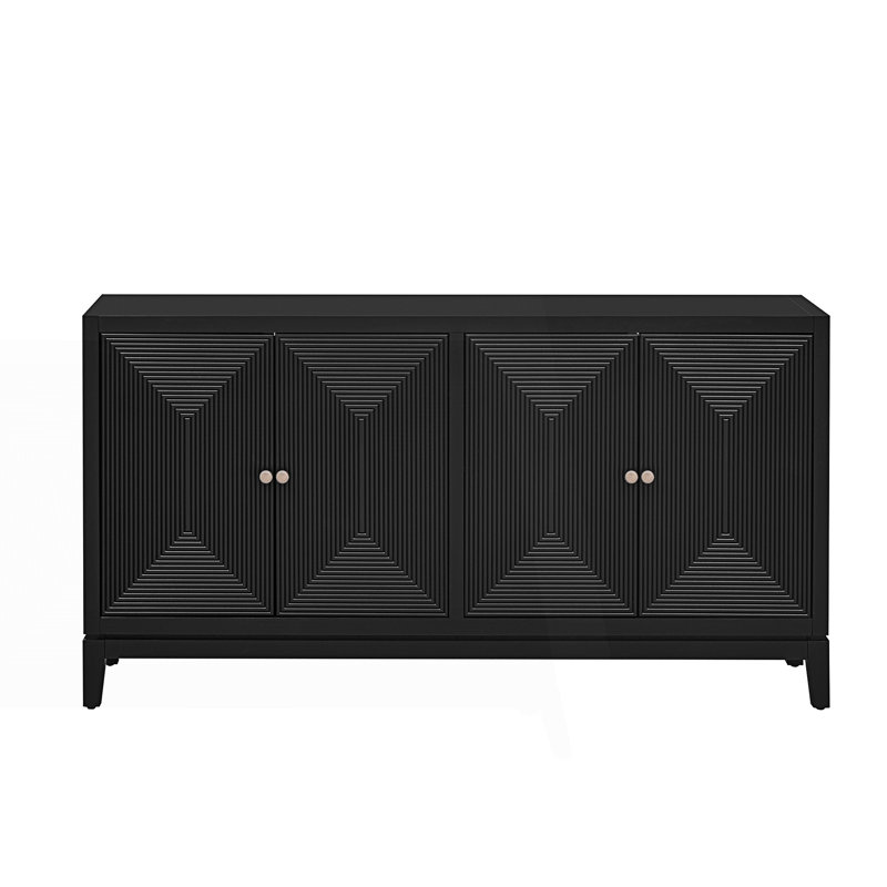 Buffet décoratif, armoire de rangement élégante, buffet avec design à lignes verticales, Noir