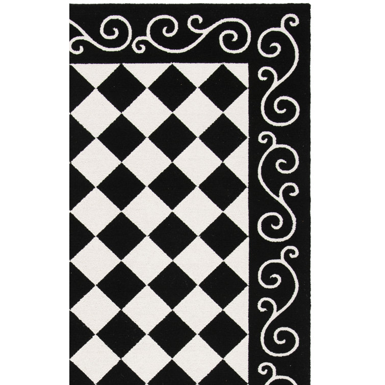 Tapis géométrique en laine crocheté à la main Brayton