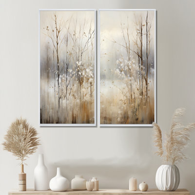 «Winter Meadow View Calmness II», art mural sur toile gris traditionnel