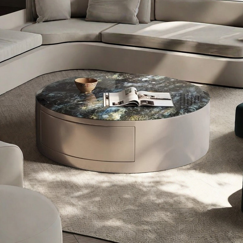 Marble Coffee Table with Stainless Steel Frame, 30 cm H x 20 cm W