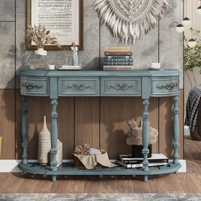 52''Modern And Contemporary Curved Console Table Sofa Table Entryway Table For Hallway Living Room With 4 Drawers And 1 Shelf