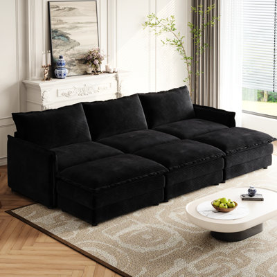 Velours côtelé profond surdimensionné avec 3 repose-pieds confortables - double couche