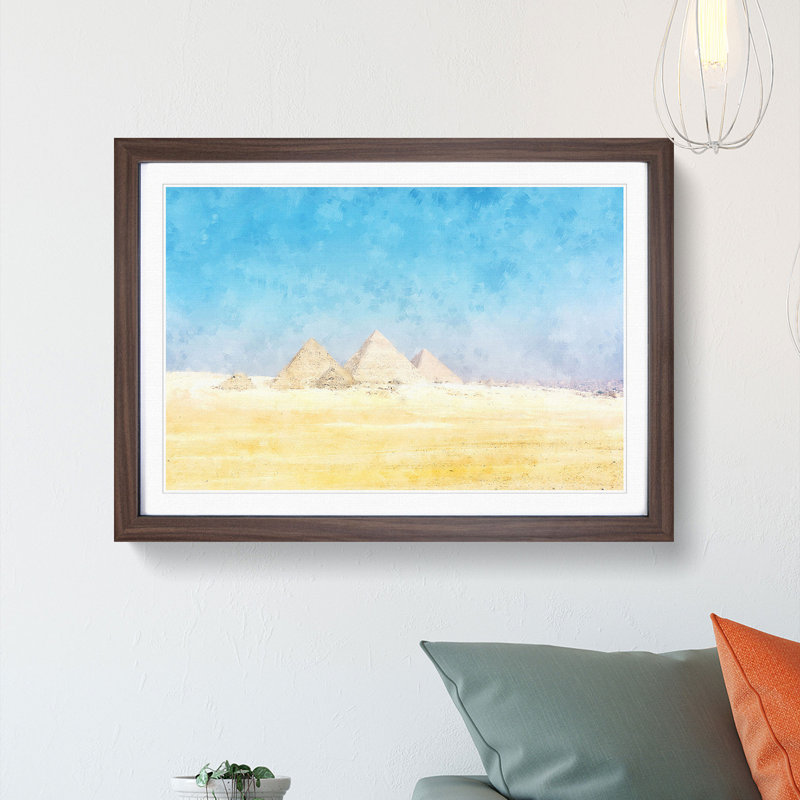 Giza Necropolis Pyramids in Egypt - Picture Frame Graphic Art Print, Walnut Framed, 24cm H x 33cm W x 2cm D