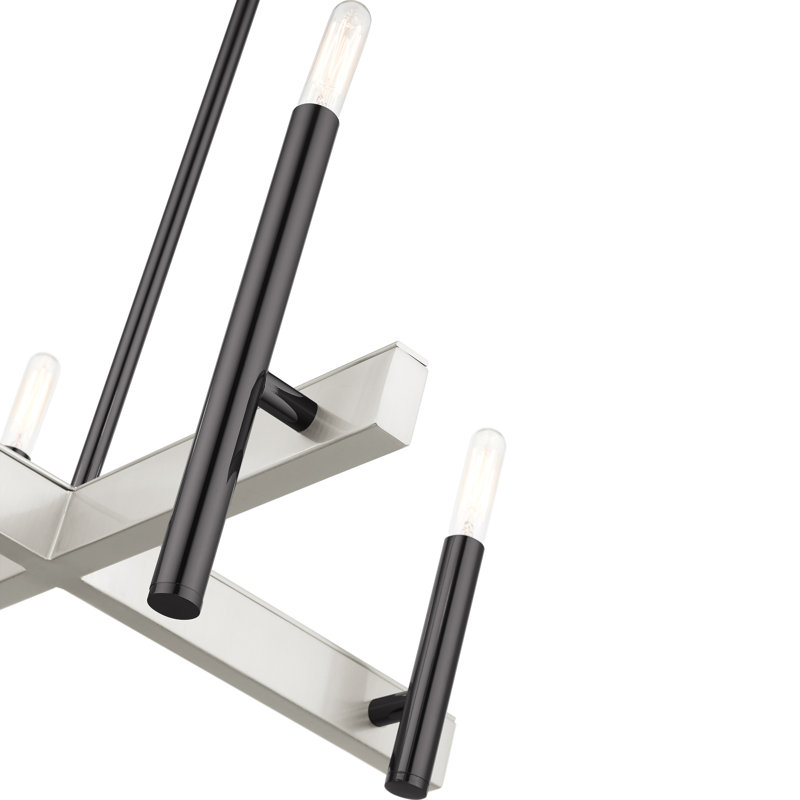 Lustre linéaire moderne à 4 lumières Azan, Noir chromé