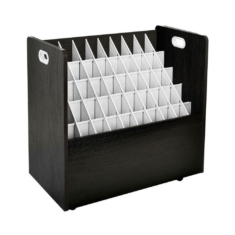Classeur mobile en bois à 50 compartiments, Noir