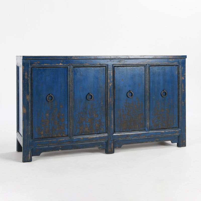 Buffet en bois de pin récupéré Amherst, Bleu royal