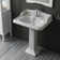  Whitehaus Collection 26" Traditional Pedestal With Large Rectangular Bowl, Backsplash, Dual Soap Ledges, Decorative Trim and Overflow