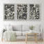 Abstrait botanique, art floral bohème noir et beige, photos murales de salon de style Mid-Century moderne, impression sur toile encadrée, 3 pièces, 16 po x 24 po x 3 pièces, 24 po x 36 po x 3 pièces, 20 po x 60 po x 3 pièces-119385104-90890073-90890072