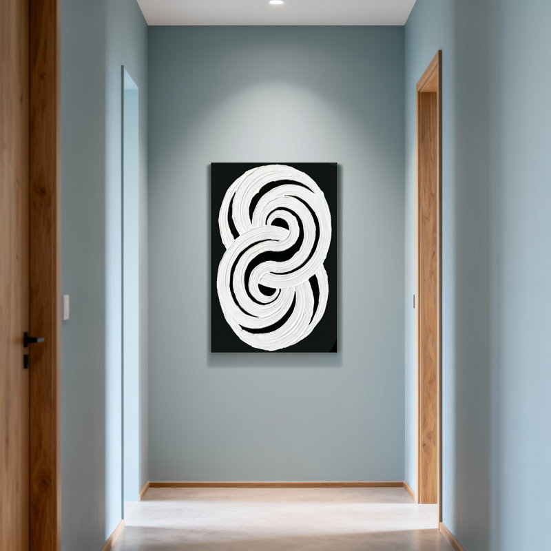 Fashion Abstract White Swirls On Black Background