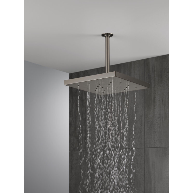 Multi Function Full/Standard Fixed Shower Head with H2Okinetic Technology, Lumicoat Black Stainless