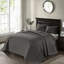 Couvre-lit très grand réversible gris foncé avec un rembourrage en coton prélavé intrigant pour un repos confortable surdimensionné pour couvrir le matelas et 2 taies décoratives faciles d'entretien