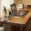 Bureaux en bois massif brun en forme de L-108223731-108223732
