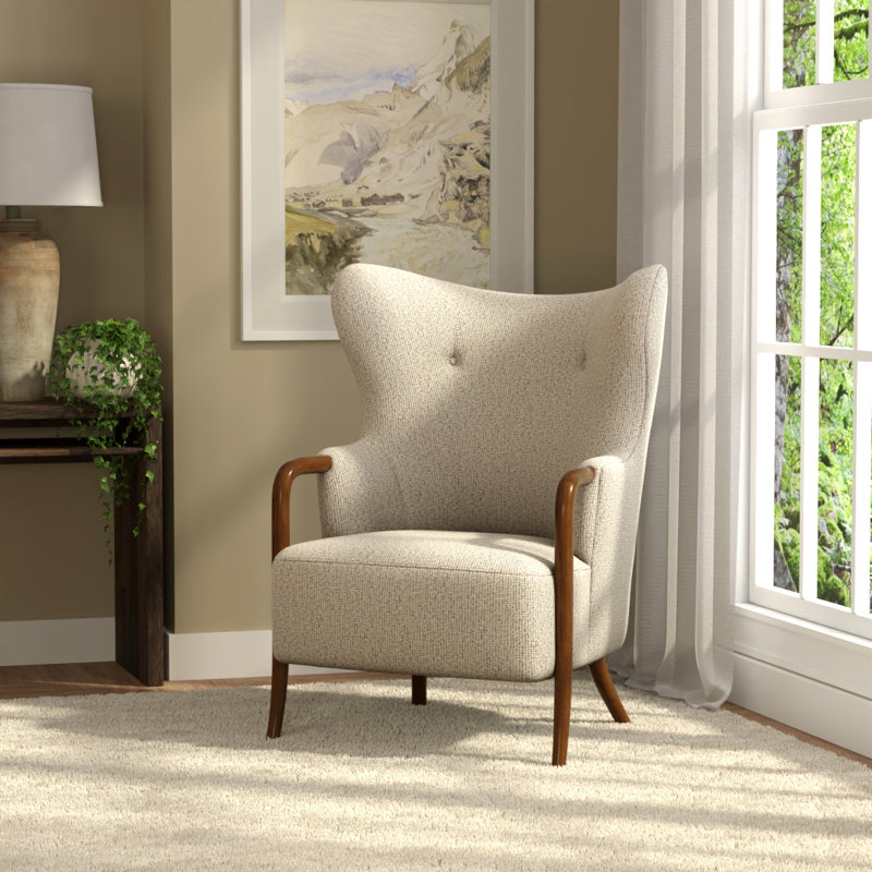Fauteuil à oreilles beige, Polyester beige