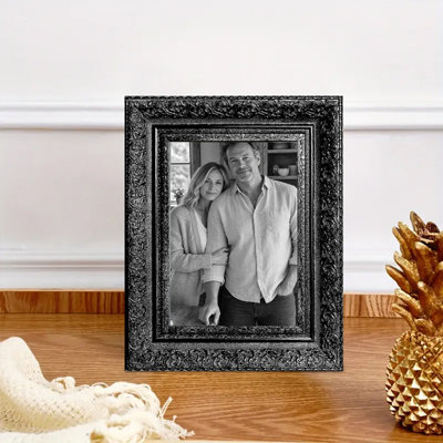 Cadre photo noir 3 pièces 5 po x 7 po avec profil décoratif noir