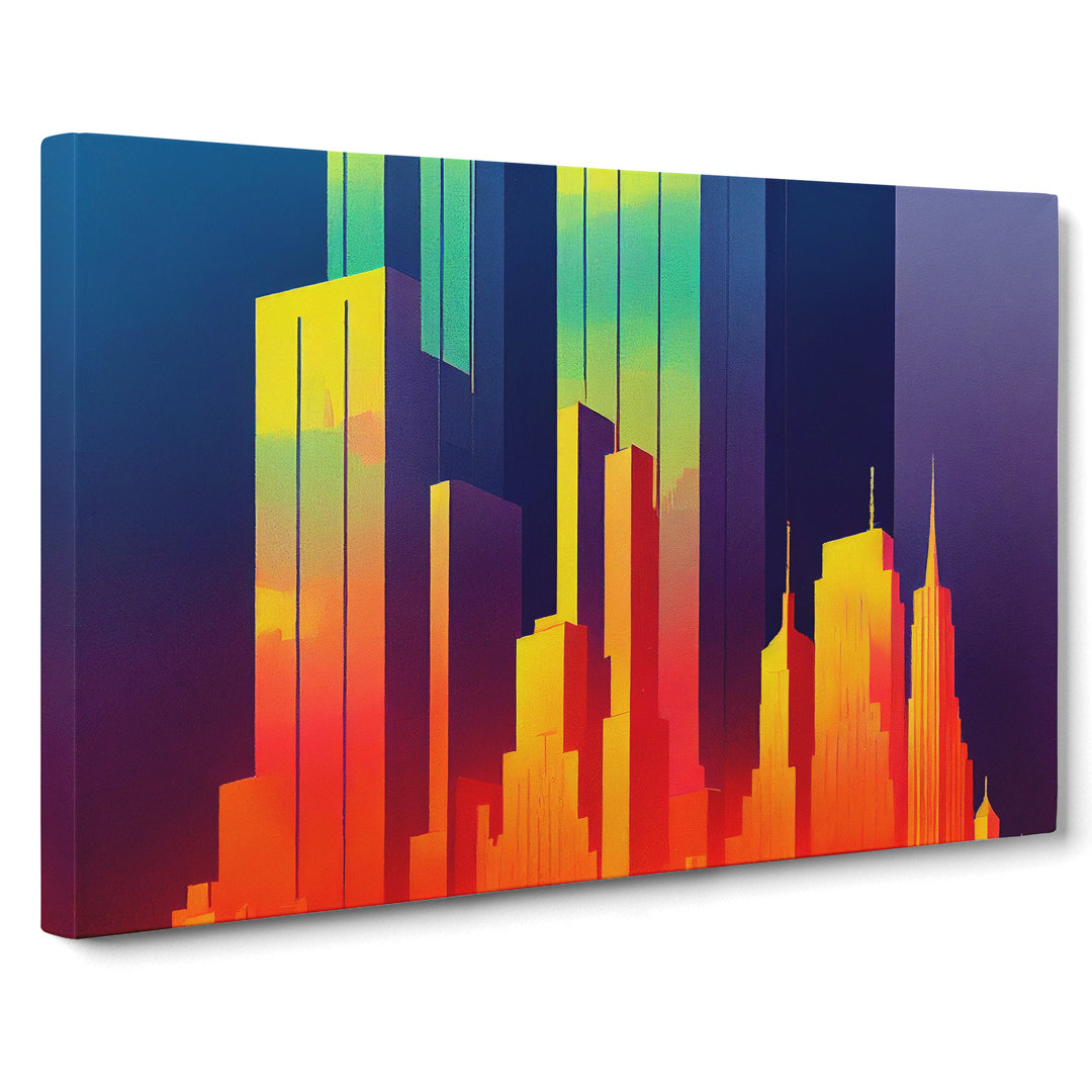 Spellbinding Skyscraper Skyline Abstract - Wrapped Canvas