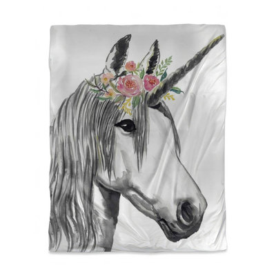 Housse de couette blanche simple | Décor de chambre à coucher licorne pour enfants