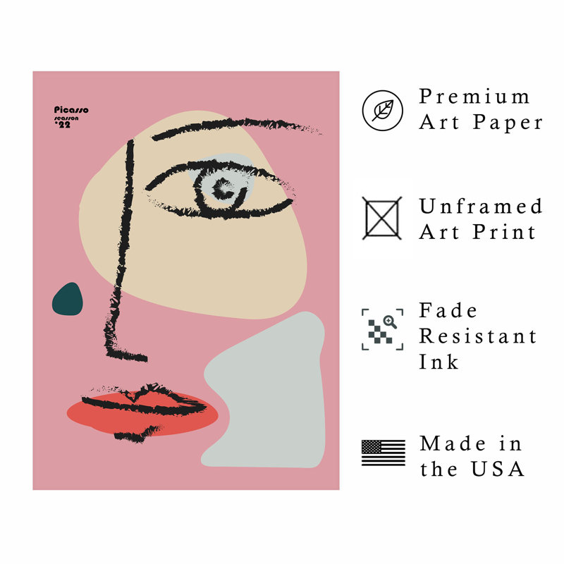 «Abstract Picasso Face III», reproduction d'art moderne sans cadre, H 16 po x l 12 po