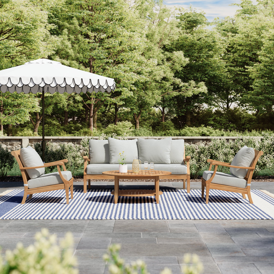 Arizona 4 - Piece Teak Outdoor Seating Group with Cushions Birch Lane™