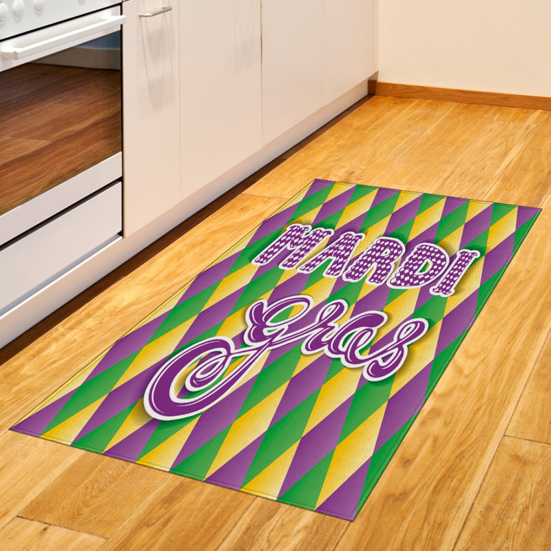 Mardi Gras High Density Long Fiber Poly Threads Decorative Area Rug Carpet, Rectangle 2'7" x 5'
