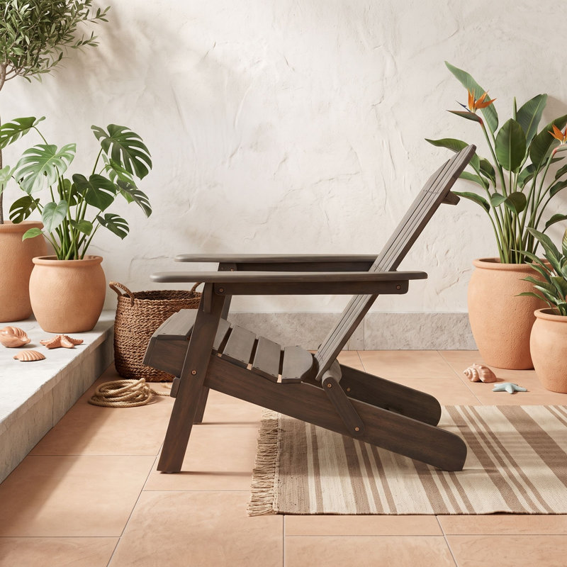 Folding Outdoors Wood Chair with Armrests, Gris