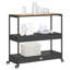 Bar Cart 3-Tier Black Poly Rattan And Solid Wood Acacia