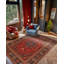 Tapis rouge / brun en chenille de coton à imprimé oriental Guria-551808993