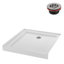 Base de douche carrée en acrylique l 36 po x P 36 po, bonde incluse