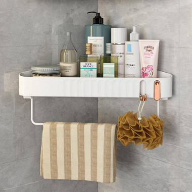 Rebrilliant Adhesive Mount Wall Corner Storage Rack Bathroom