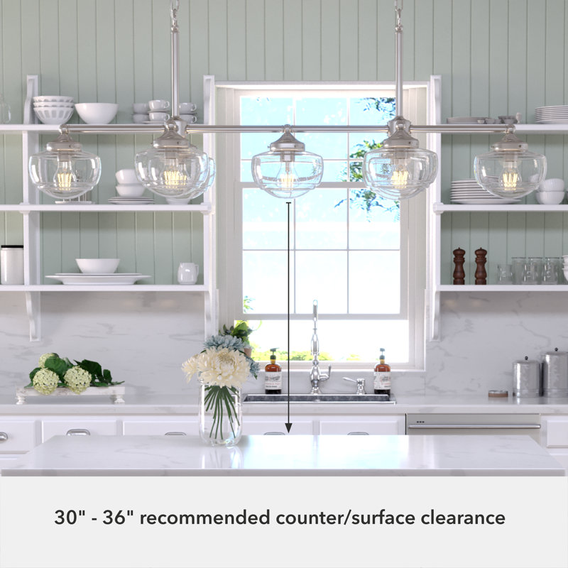 Luminaire suspendu linéaire à 7 lumières pour îlot de cuisine Saddle Creek, Nickel brossé